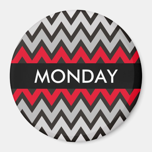 ZIGZAG mönster - svart vitt grått + din idé Magnet (Framsidan)