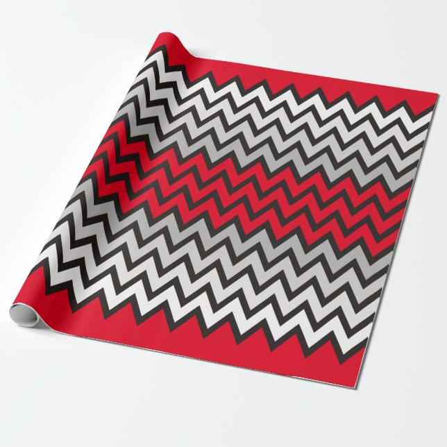 ZIGZAG mönster - svart vitt grått + din idé Presentpapper (Utrullad)