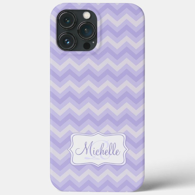 Zigzag, mönstrad lila namn, första iphone case (Baksida)