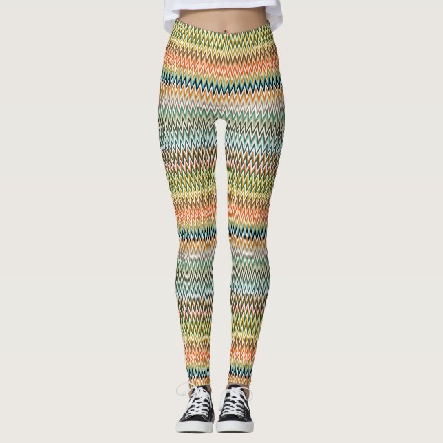 Zigzag Multicolor Mönster Leggings (Framsida)