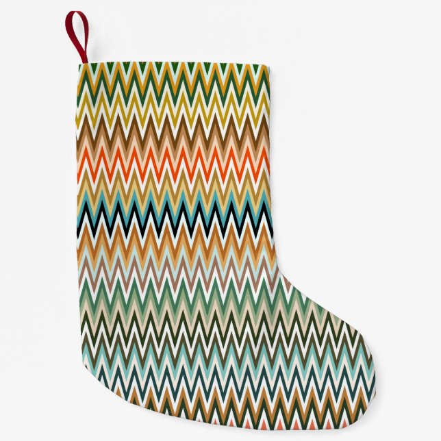 Zigzag Multicolor Mönster Liten Julstrumpa (Framsidan)