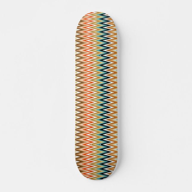 Zigzag Multicolor Mönster Mini Skateboard Bräda 18,5 Cm (Framsida)