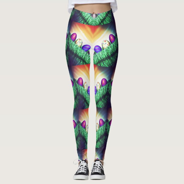 Zigzag-Påskägg Leggings (Framsida)