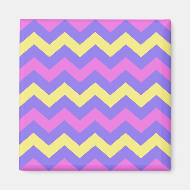 Zigzag patroon (geel, päron en roze) magnet (Framsidan)