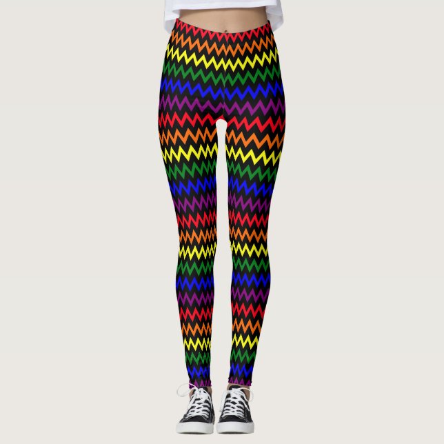Zigzag Pride Färg Leggings (Framsida)