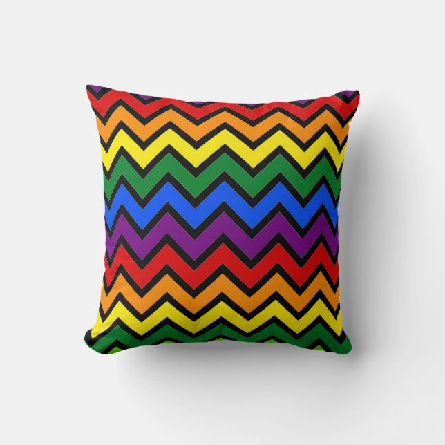 Zigzag Rainbow Throw Cushion Kudde (Framsida)