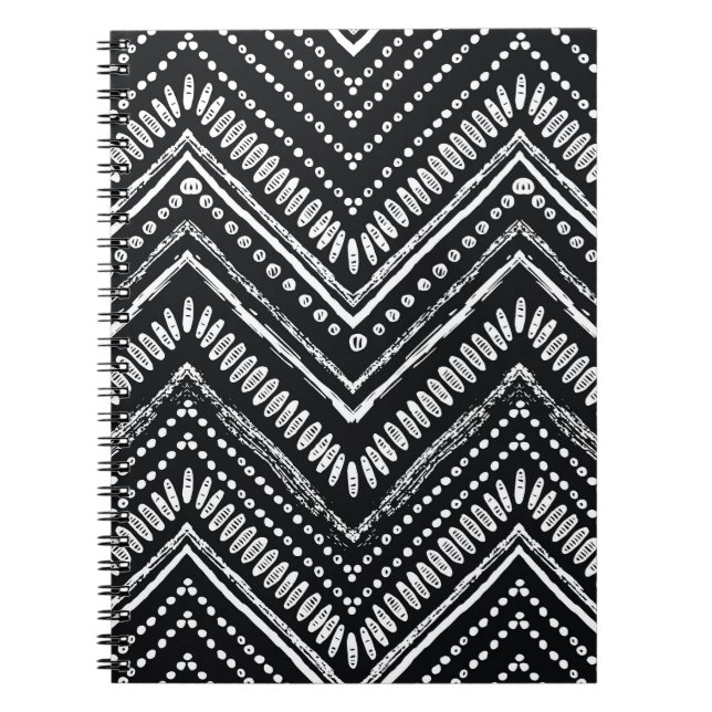 Zigzag Rand: Hand plockade etnisk Anteckningsbok (Framsidan)