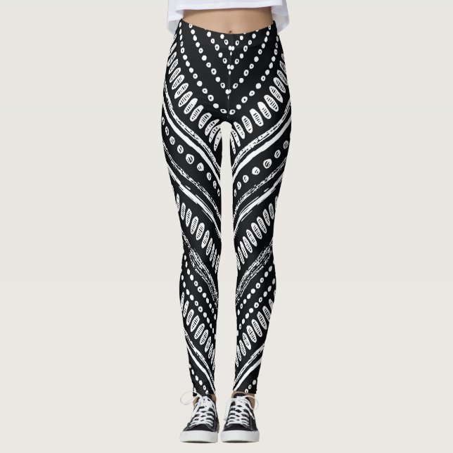 Zigzag Rand: Hand plockade etnisk Leggings (Framsida)