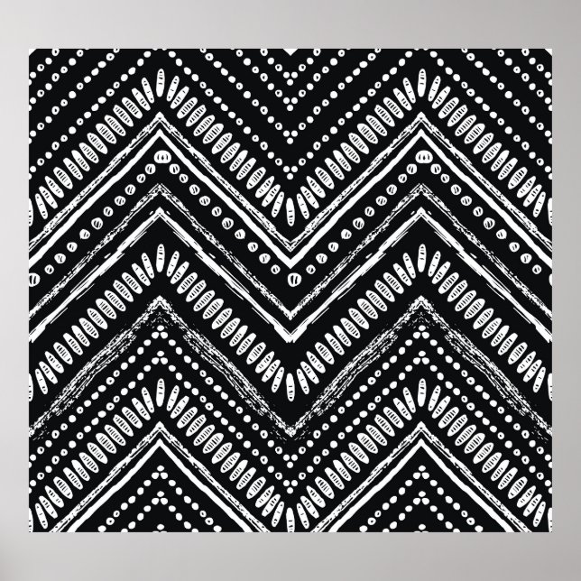 Zigzag Rand: Hand plockade etnisk Poster (Framsidan)
