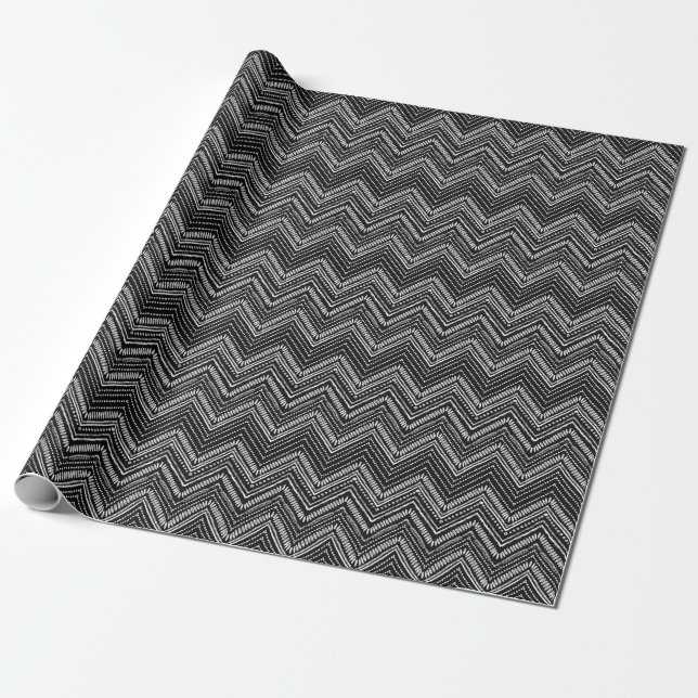 Zigzag Rand: Hand plockade etnisk Presentpapper (Utrullad)