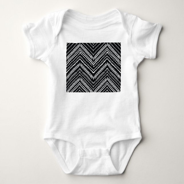 Zigzag Rand: Hand plockade etnisk T Shirt (Framsida)