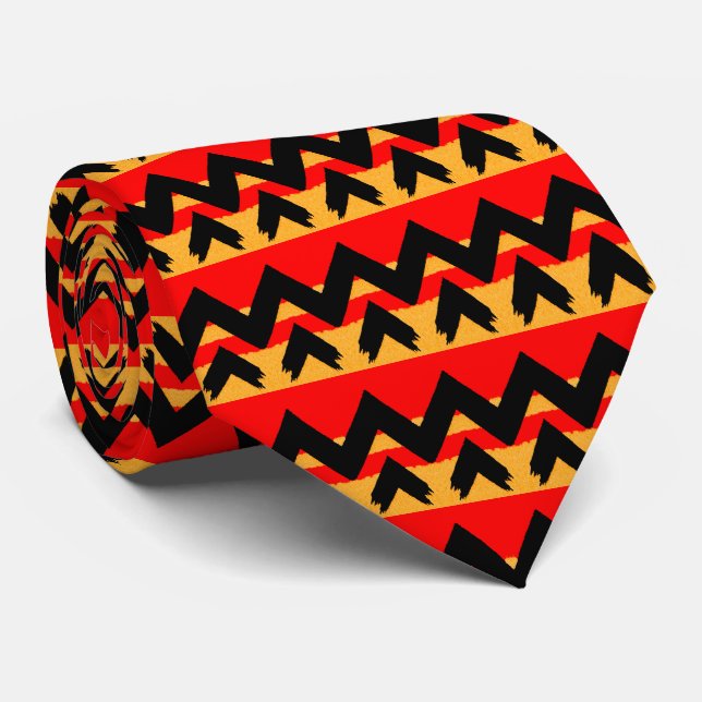 Zigzag Rand Red Black Guld Mönster Slips (Rullad)