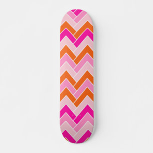 Zigzag Rosa och Orange Chevron Mini Skateboard Bräda 18,5 Cm