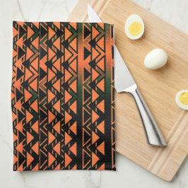 ZigZag-trianglar och geometri i orange till sepia Kökshandduk
