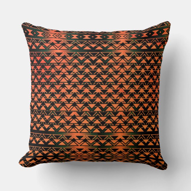 ZigZag-trianglar på övertoningssepia, orange lax Kudde (Framsida)