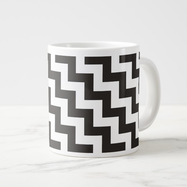 Zigzags Jumbo Mugg, Black and White Chevrons Jumbo Mugg (Framsida höger)