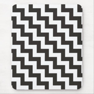 Zigzags Mousepad, Black and White Chevrons Musmatta