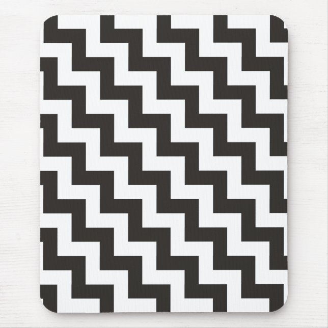 Zigzags Mousepad, Black and White Chevrons Musmatta (Framsidan)