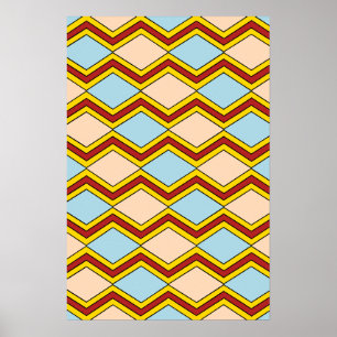 Zigzags och Diamonds Abstrakt Art Poster