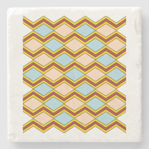 Zigzags och Diamonds Abstrakt Art Stenunderlägg