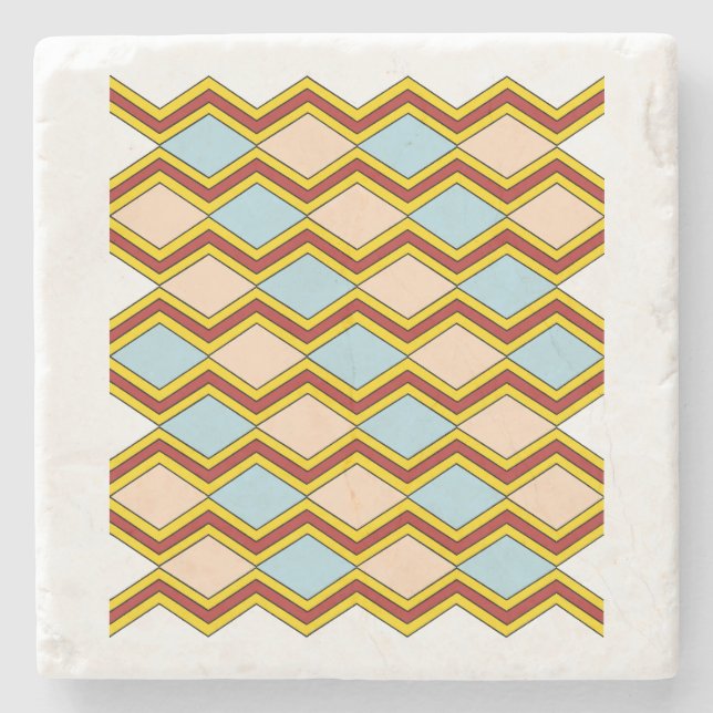 Zigzags och Diamonds Abstrakt Art Stenunderlägg (Framsidan)