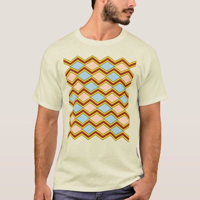 Zigzags och Diamonds Abstrakt Art T Shirt (Framsida)