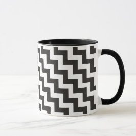 Zigzags Ringer Mugg, Black and White Chevrons Mugg