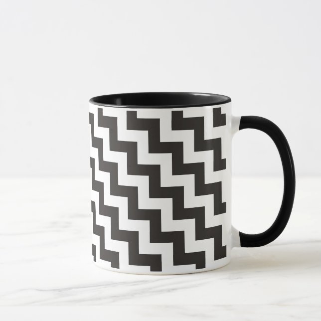 Zigzags Ringer Mugg, Black and White Chevrons Mugg (Höger)