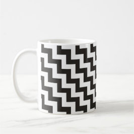 Zigzags Ringer Mugg, Black and White Chevrons Mugg