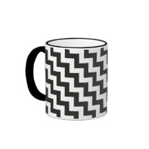 Zigzags Ringer Mugg, Black and White Chevrons