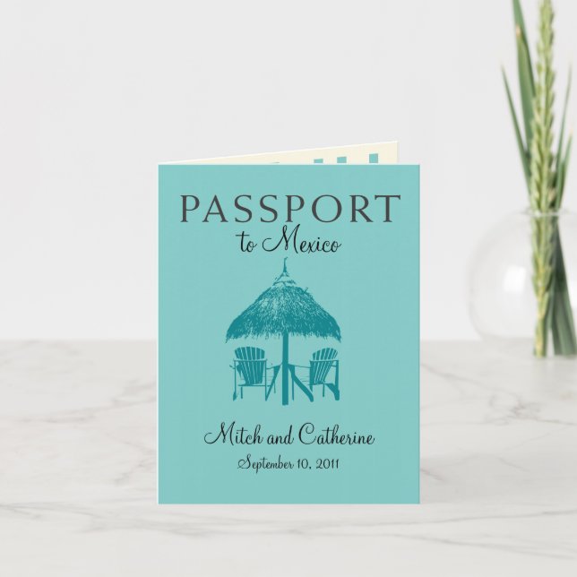 Zihuatanejo Mexico Bröllop-passinbjudan Inbjudan (Framsida)