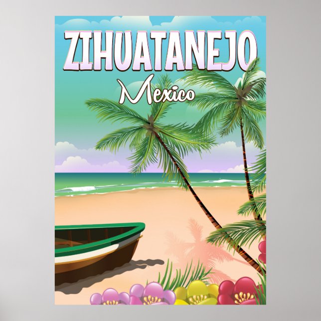 Zihuatanejo mexikansk strand semesteraffisch poster (Framsidan)