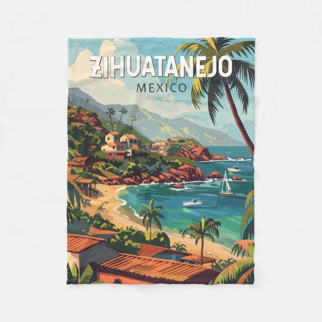 Zihuatanejo Mexiko Resa Konst Vintage Fleecefilt (Framsidan)
