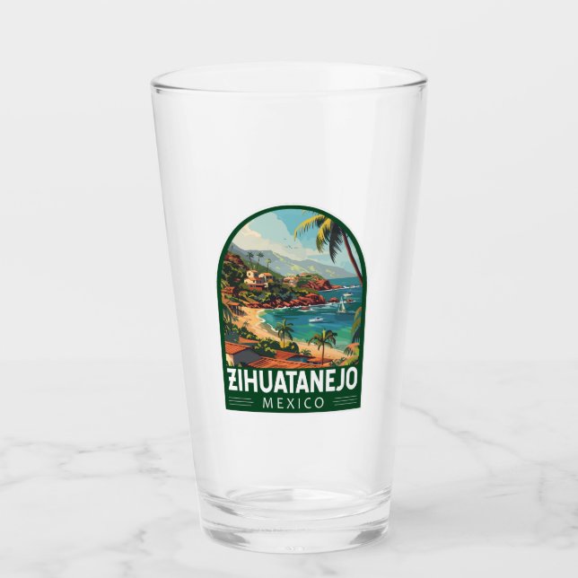Zihuatanejo Mexiko Resa Konst Vintage Glaskopp (Framsida)