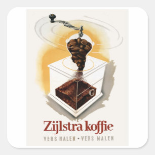 Zijlstra koffie - Vintage Coffee Ad Fyrkantigt Klistermärke