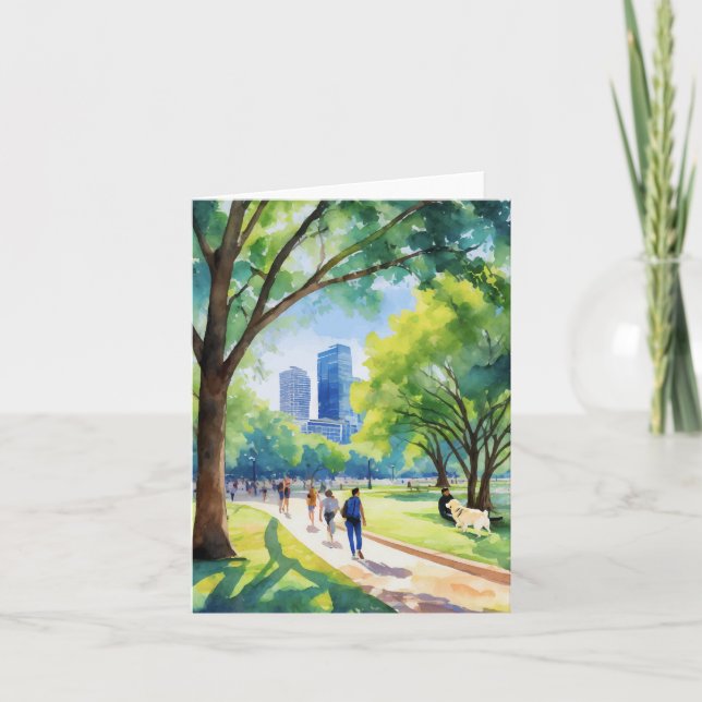 Zilker Park Austin Texas Watercolor Kort (Framsida)