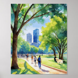Zilker Park Austin Texas Watercolor Poster