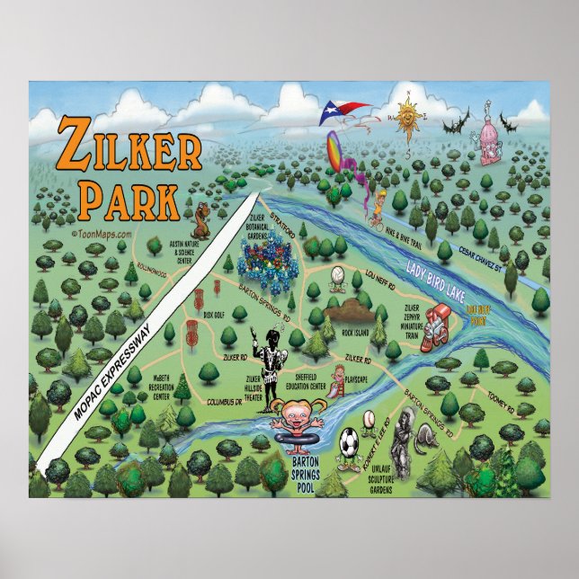 Zilker Park Rollekarta Poster (Framsidan)