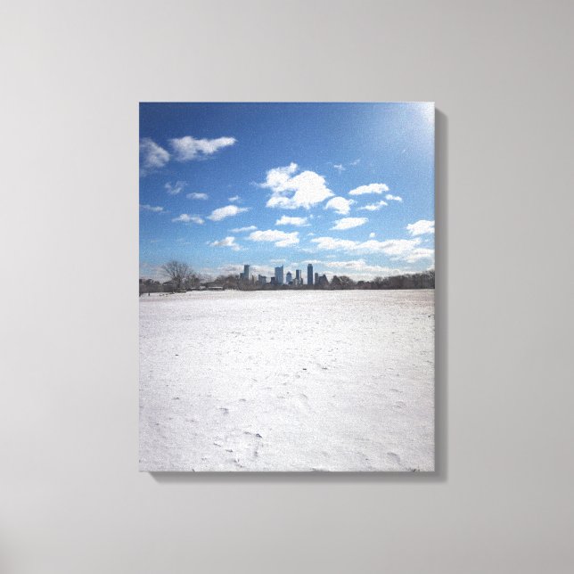 Zilker Park Snö - Austin Texas Downtown Skyline Canvastryck (Framsida)