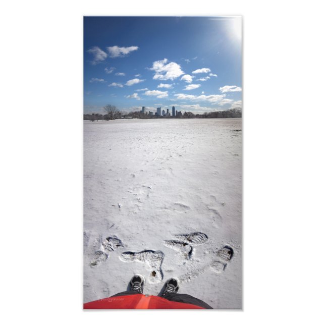 Zilker Park Snö - Austin Texas Downtown Skyline Fototryck (Framsidan)