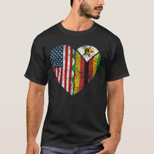 Zimbabwe American Flaggor Heart United Stater Zim T Shirt