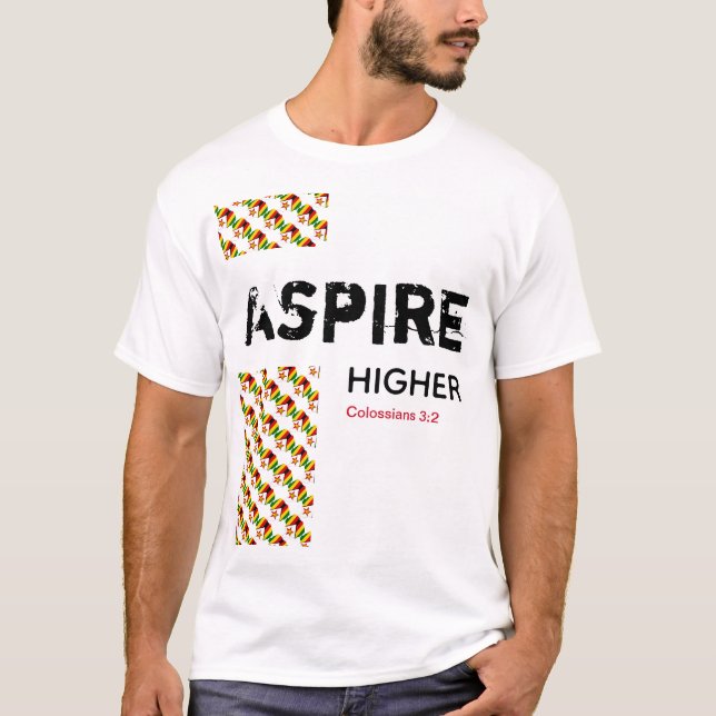 Zimbabwe ASPIRE HIGHER Christian Scripture T Shirt (Framsida)