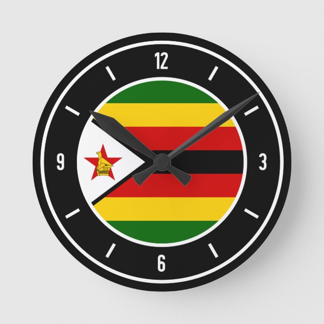 Zimbabwe Flag Elegant Rund Klocka (Framsida)