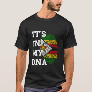 Zimbabwe Flag It's In My DNA Thumbmark Zimbabwean  T Shirt