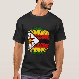 Zimbabwe Flag Sunflower Zimbabwean Roots Zimbabwea T Shirt