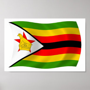 Zimbabwe Flagga Affisch Print