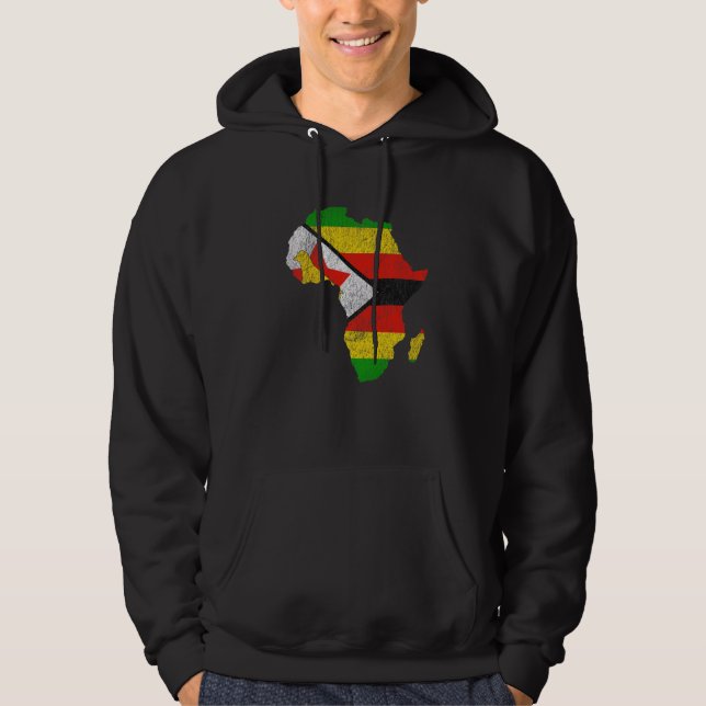 Zimbabwe Flagga Afrika Kontinent Silhuett Present  Hoodie (Framsida)