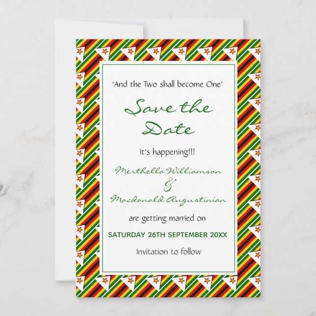 ZIMBABWE-FLAGGA anpassade skript. Spara Datumet (Framsida)