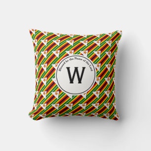 ZIMBABWE FLAGGA Anpassningsbar Monogram Bible Zimb Kudde