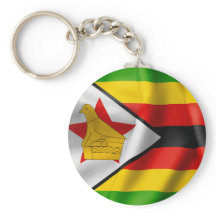 Zimbabwe Flagga Basic Button Nyckelring